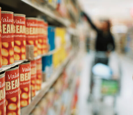 cans in grocery store